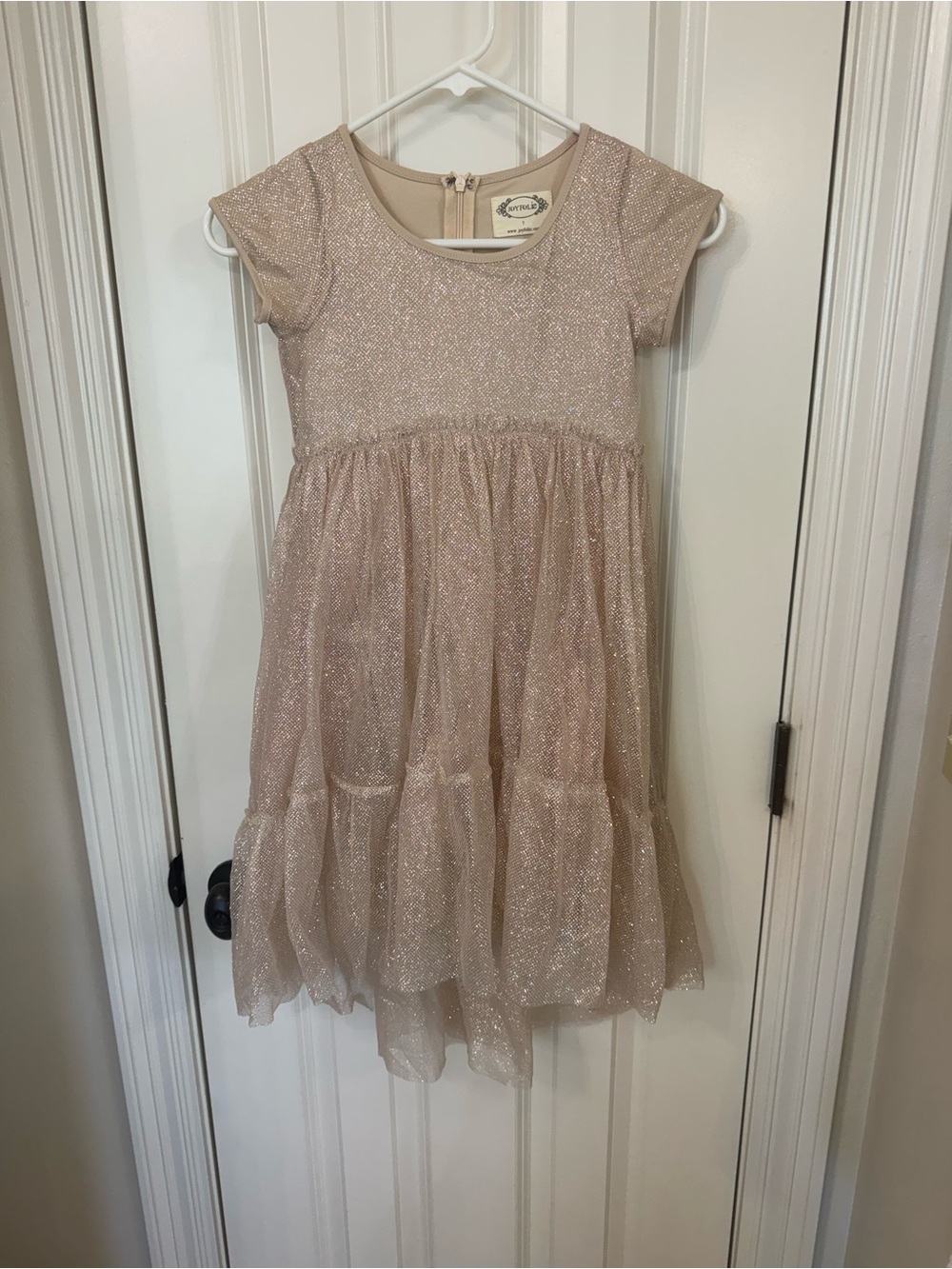 Joyfolie Sparkle Tulle Dress in Champagne Gold